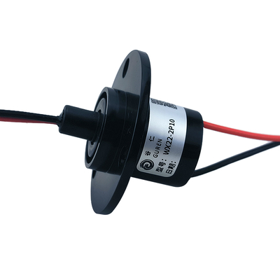 Two Way 10A Compact Slip Ring With Flange AWG17 Teflon Wire PBT Housing