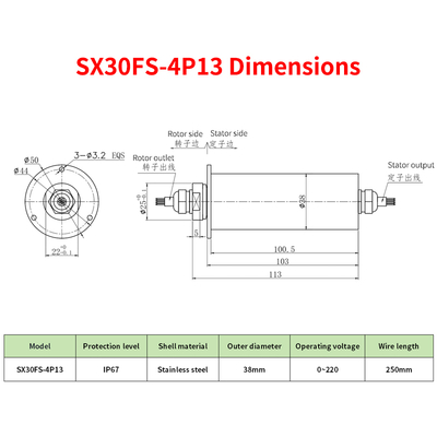 IP68 Watertight Metal Slip Ring Stainless Steel Housing Stable Signal Transmission