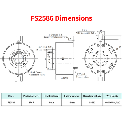 IP65 Waterproof Conductive Slip Ring With 25.4mm Center Hole For Signal Transmission