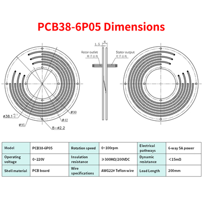 38.1mm Diameter PCB Pancake Slip Ring With 6mm Thickness For Small Flat Spaces