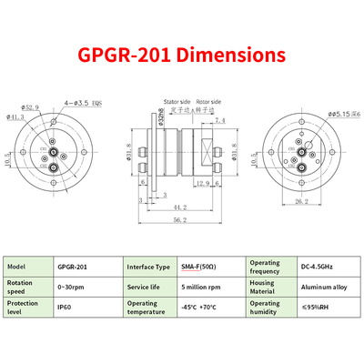 High Definition Microwave RF Slip Ring DC-4.5GHz SMA-F Interface Dual Channel