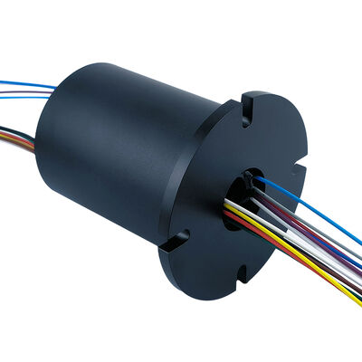 12-channel 2A Hollow Flange Electric Slip Ring with 380V Operating Voltage and IP51 Protection in Black Aluminum Alloy Shell