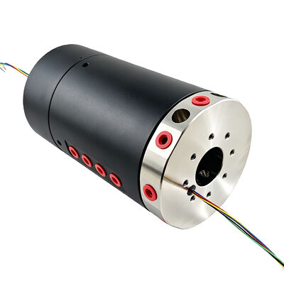 8 pneumatic lines and 5 signal channels Integrated slip ring with 30mm through-bore and 200rpm speed for the rotary transmission of air and solenoid valve signals