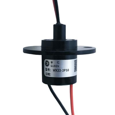 Two Way 10A Compact Slip Ring With Flange AWG17 Teflon Wire PBT Housing