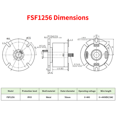 IP65 Micro Slip Ring Watertight 12.7mm Center Hole Flange Mounting