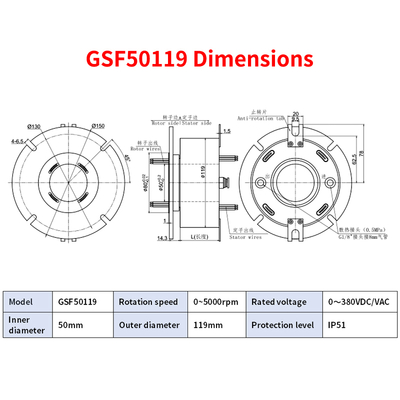 Large Aperture Flange Type High Speed Slip Ring 5000rpm Metal Housing