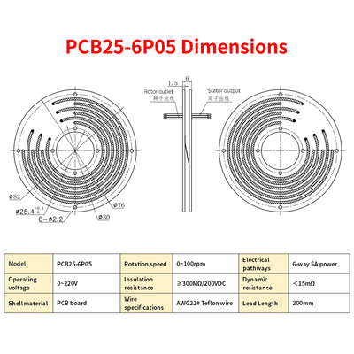 25.4mm Aperture Small Size PCB Slip Ring 100RPM For Rotating Test Equipment