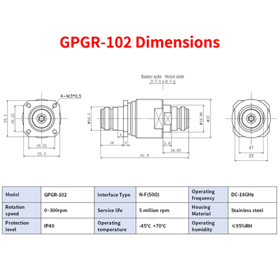Microwave Rotary Transmission RF Slip Ring N-F Interface Anti Corrosion Housing