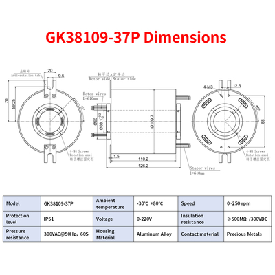 Aluminum Alloy Gigabit Ethernet Slip Ring Connector Outer Diameter 110mm