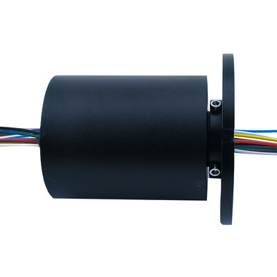 12-channel 2A Hollow Flange Electric Slip Ring with 380V Operating Voltage and IP51 Protection in Black Aluminum Alloy Shell