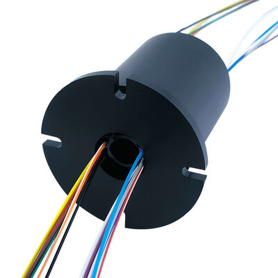 12-channel 2A Hollow Flange Electric Slip Ring with 380V Operating Voltage and IP51 Protection in Black Aluminum Alloy Shell