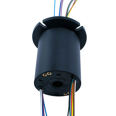 12-channel 2A Hollow Flange Electric Slip Ring with 380V Operating Voltage and IP51 Protection in Black Aluminum Alloy Shell