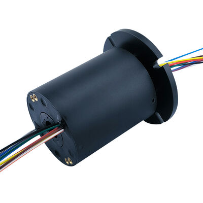 12-channel 2A Hollow Flange Electric Slip Ring with 380V Operating Voltage and IP51 Protection in Black Aluminum Alloy Shell