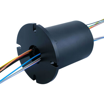 12-channel 2A Hollow Flange Electric Slip Ring with 380V Operating Voltage and IP51 Protection in Black Aluminum Alloy Shell