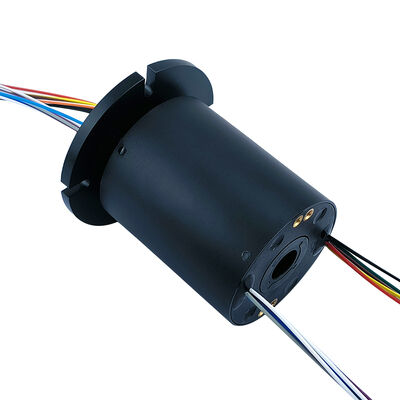 12-channel 2A Hollow Flange Electric Slip Ring with 380V Operating Voltage and IP51 Protection in Black Aluminum Alloy Shell