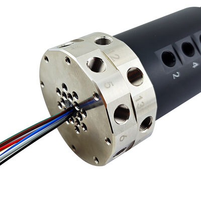 16-Channel Pneumatic 15-Way 5A Electrical Hybrid Slip Ring with Black Aluminum Alloy Housing