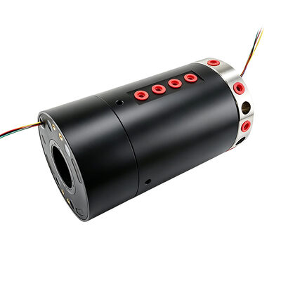 8 pneumatic lines and 5 signal channels Integrated slip ring with 30mm through-bore and 200rpm speed for the rotary transmission of air and solenoid valve signals