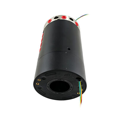8 pneumatic lines and 5 signal channels Integrated slip ring with 30mm through-bore and 200rpm speed for the rotary transmission of air and solenoid valve signals