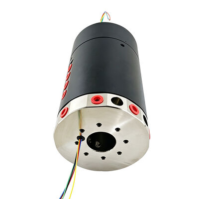 8 pneumatic lines and 5 signal channels Integrated slip ring with 30mm through-bore and 200rpm speed for the rotary transmission of air and solenoid valve signals