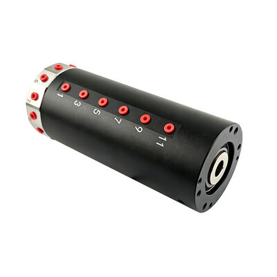 12-channel pneumatic slip ring  with 6mm center bore and disc-style design for automated assembly and rotary fixture applications