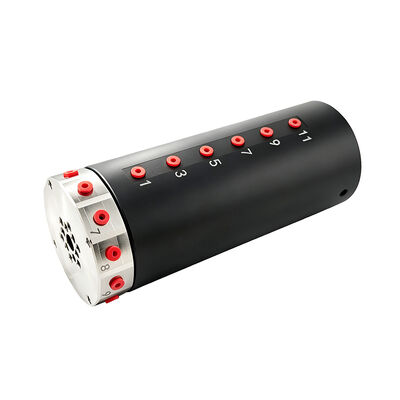 12-channel pneumatic slip ring  with 6mm center bore and disc-style design for automated assembly and rotary fixture applications
