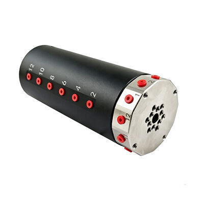 12-channel pneumatic slip ring  with 6mm center bore and disc-style design for automated assembly and rotary fixture applications