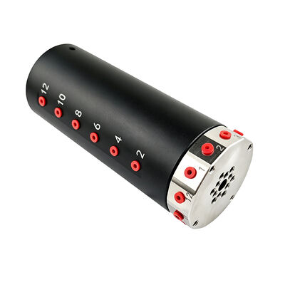 12-channel pneumatic slip ring  with 6mm center bore and disc-style design for automated assembly and rotary fixture applications
